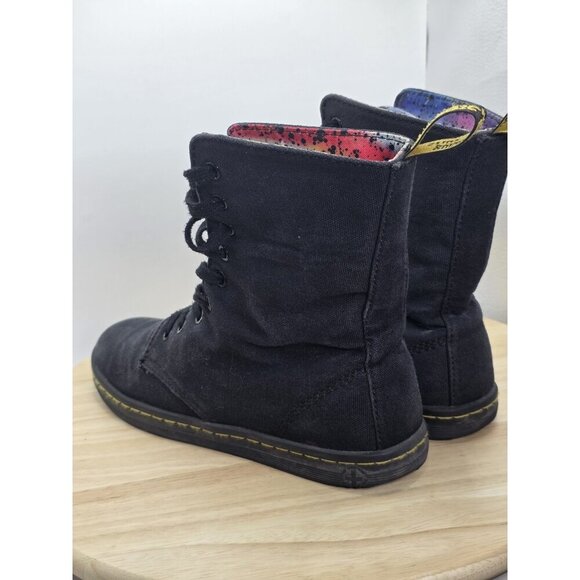 Dr Doc Martens Stratford Canvas Womens Combat Boots Size 8 Canvas black 9-Eye - Picture 7 of 12
